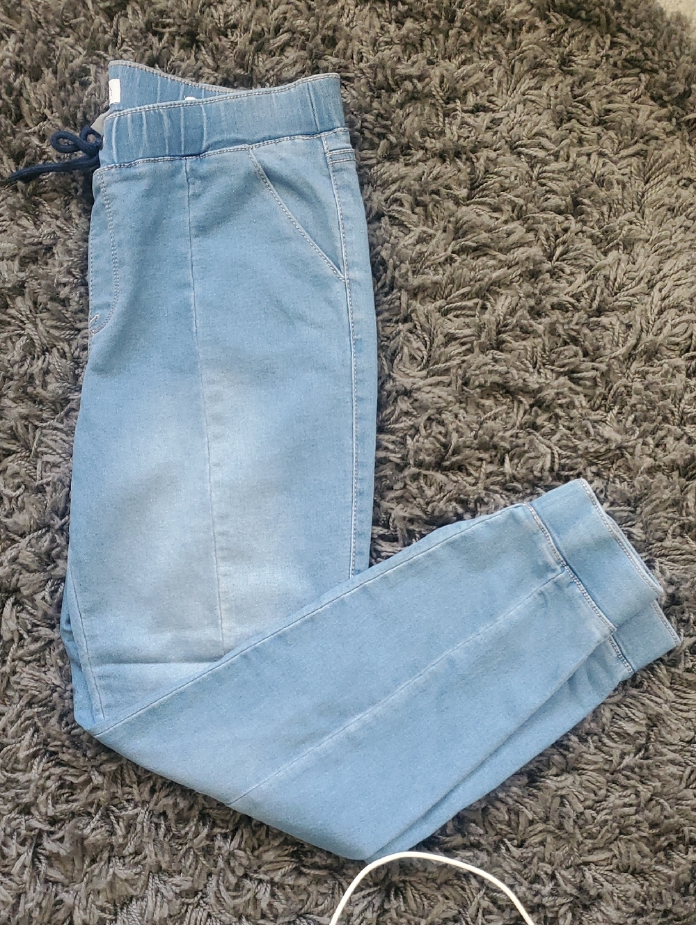 sofia by sofia vergara Light Blue Denim Jogger with Navy Drawstring